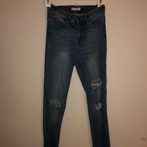 High waisted ripped skinny jeans